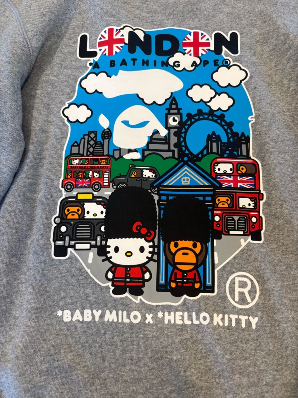 A Bathing Ape BAPE Baby Milo x Hello Kitty Grey Crew Neck Sweatshirt